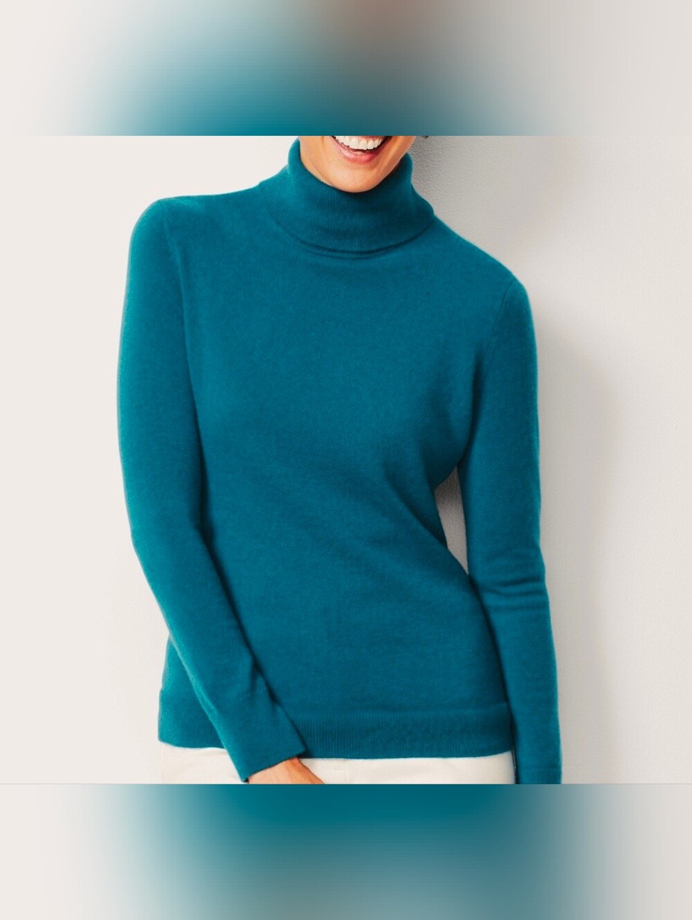 Uniqlo 100% Cashmere Dark Teal Turtleneck Women M Ultralight Thin